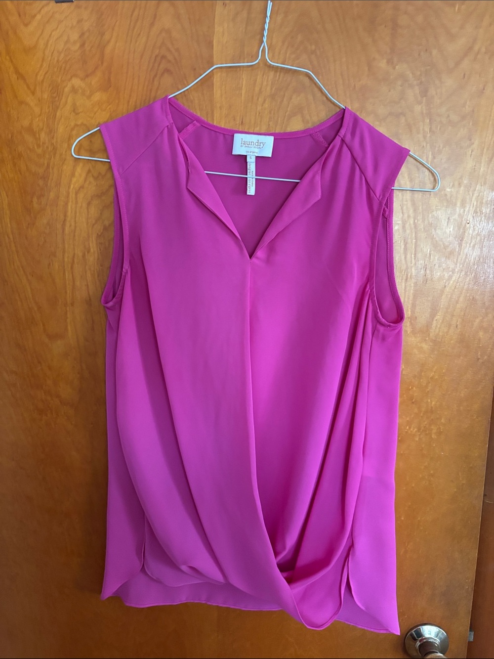 Laundry By Shelli Segal Draped Sleeveless V-Neck Camisole - Fuchsia